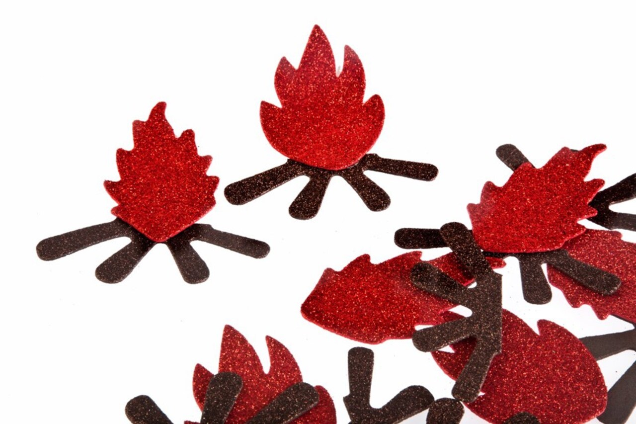Sparkling Bonfire Standing Foam Shapes – 20 Sets Campfire Cutouts for Crafts, Classrooms & Parties